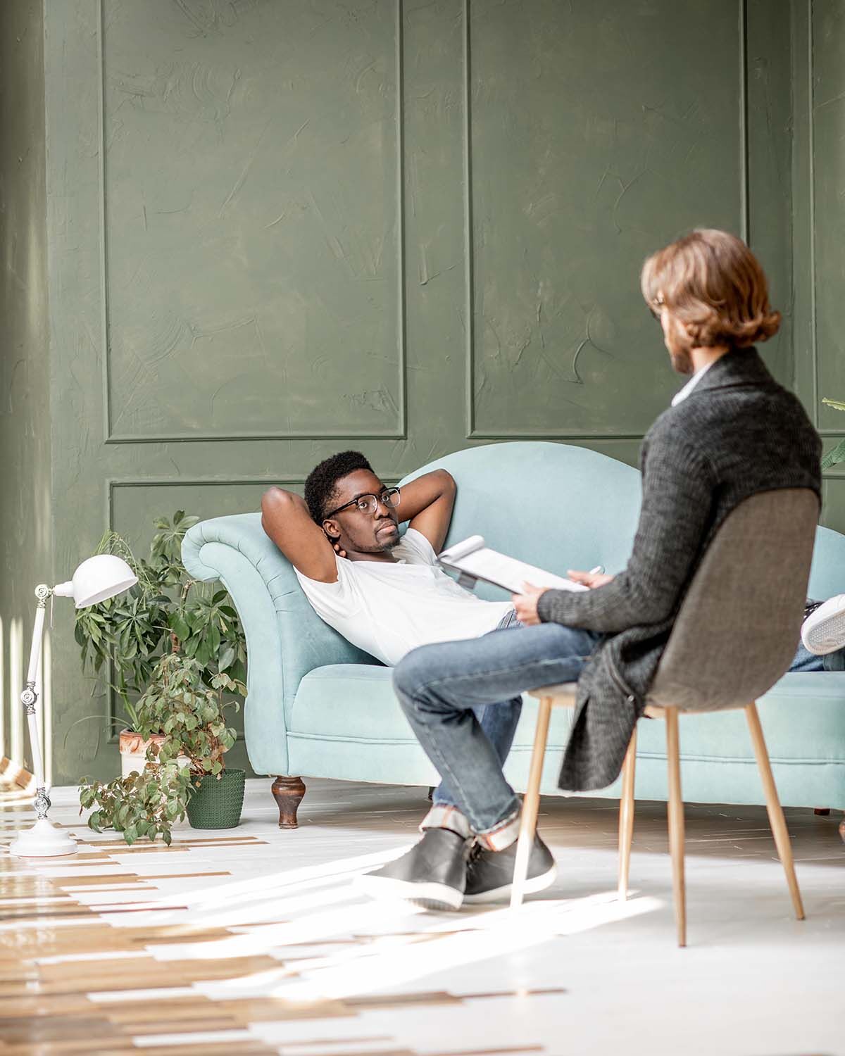 young couple during a psychological session with p